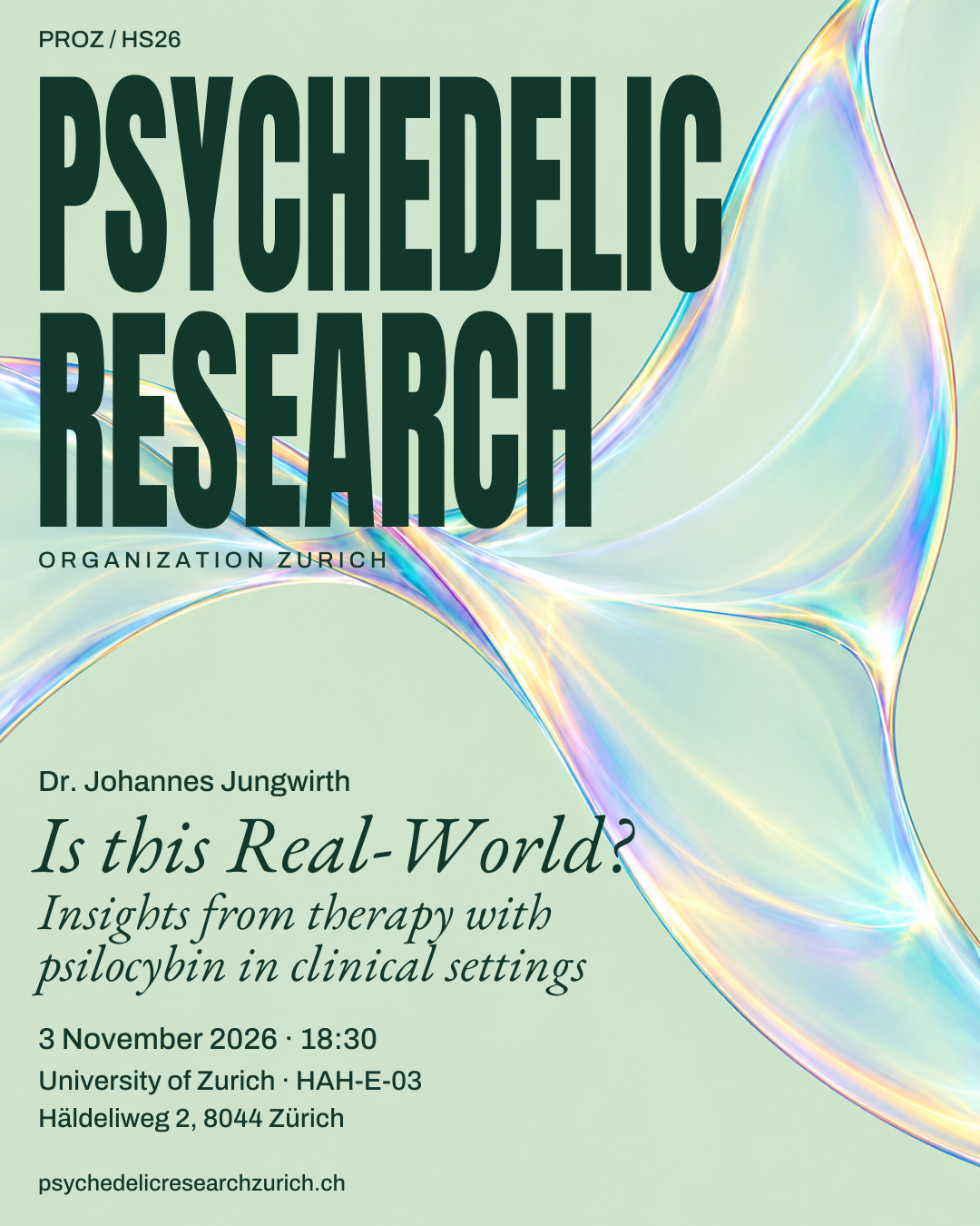 Dr. Johannes Jungwirth — upcoming talk flyer